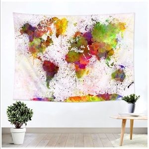 Watercolor world Map Tapestry